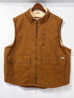 Lee Workwear Mens Sherpa Lined Vest XXL Tobacco Brown Cotton Canvas